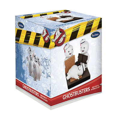 Ghostbusters Afterlife Mini-Pufts S'mores Bobblehead, featuring three adorable Mini-Pufts in dynamic poses holding s'mores, standing 4 inches tall.