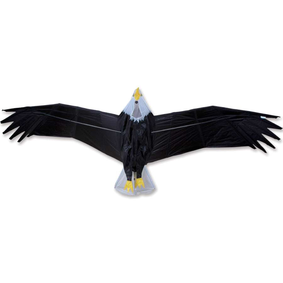 Vibrant Giant Bald Eagle Kite featuring a realistic design and impressive wingspan of 115 x 45 inches, soaring gracefully against the sky.