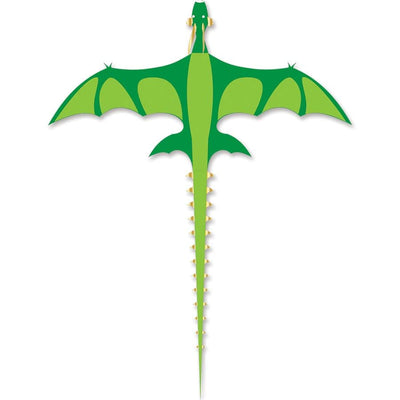 Giant green dragon kite with a 14.5-foot wingspan, open jaw, trailing tail, and carbon tube framing for powerful wind lift and sky dominance.