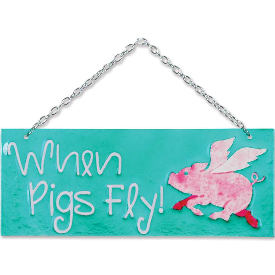 Colorful Glass Expression featuring pigs flying against a sunny backdrop, designed to enhance home decor and spread joy in any setting.