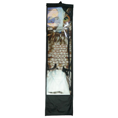70-inch Great Horned Owl Kite featuring a realistic design with iconic plumicorns and talons soaring against a clear blue sky.