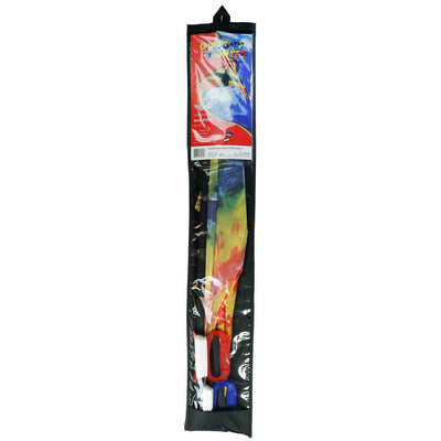 Groovy Stunter 48-inch Sport Kite featuring a colorful colorwave design, soaring against a clear blue sky during outdoor activity.