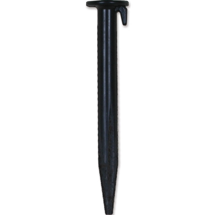 1/2 in. (12.5mm) ground stake designed for outdoor use, shown anchored in soil, ideal for securing tents, garden fabric, or decorations.