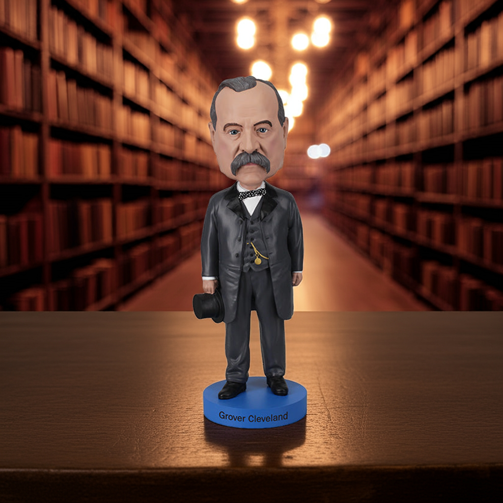 Grover Cleveland Bobblehead featuring detailed attire and facial features, showcasing Cleveland's historical significance in American politics.