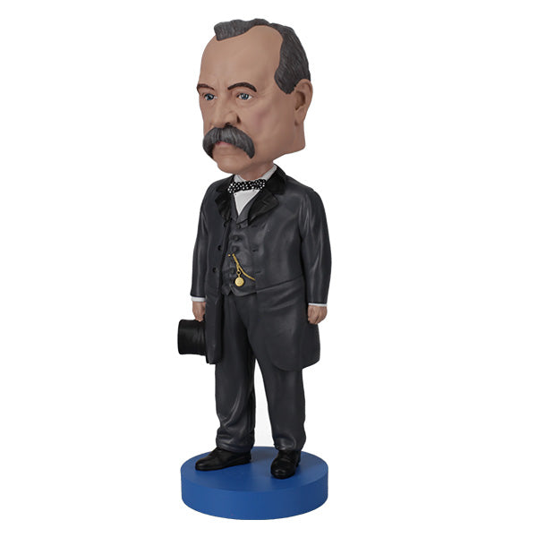 Grover Cleveland Bobblehead featuring detailed attire and facial features, showcasing Cleveland's historical significance in American politics.