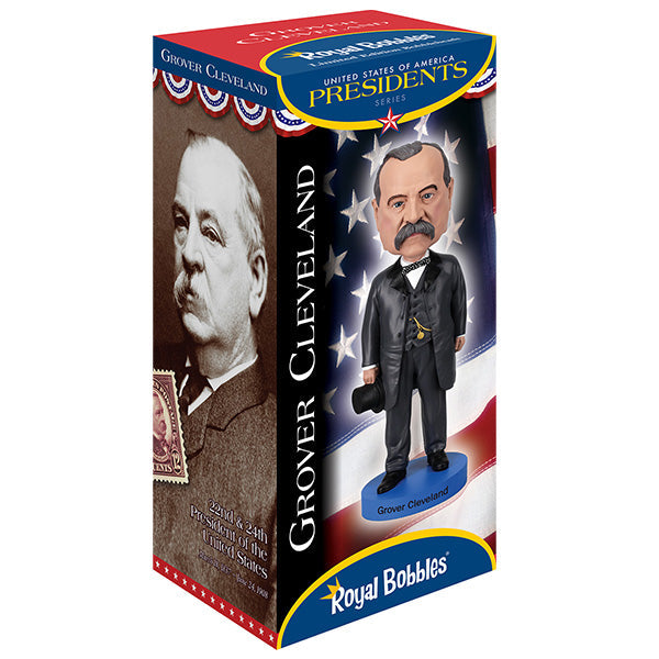 Grover Cleveland Bobblehead featuring detailed attire and facial features, showcasing Cleveland's historical significance in American politics.