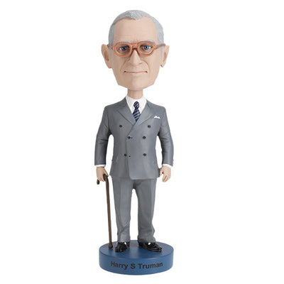 Close-up of the Harry S Truman V2 Bobblehead featuring detailed craftsmanship, standing about 8 inches tall with Truman in a classic suit.
