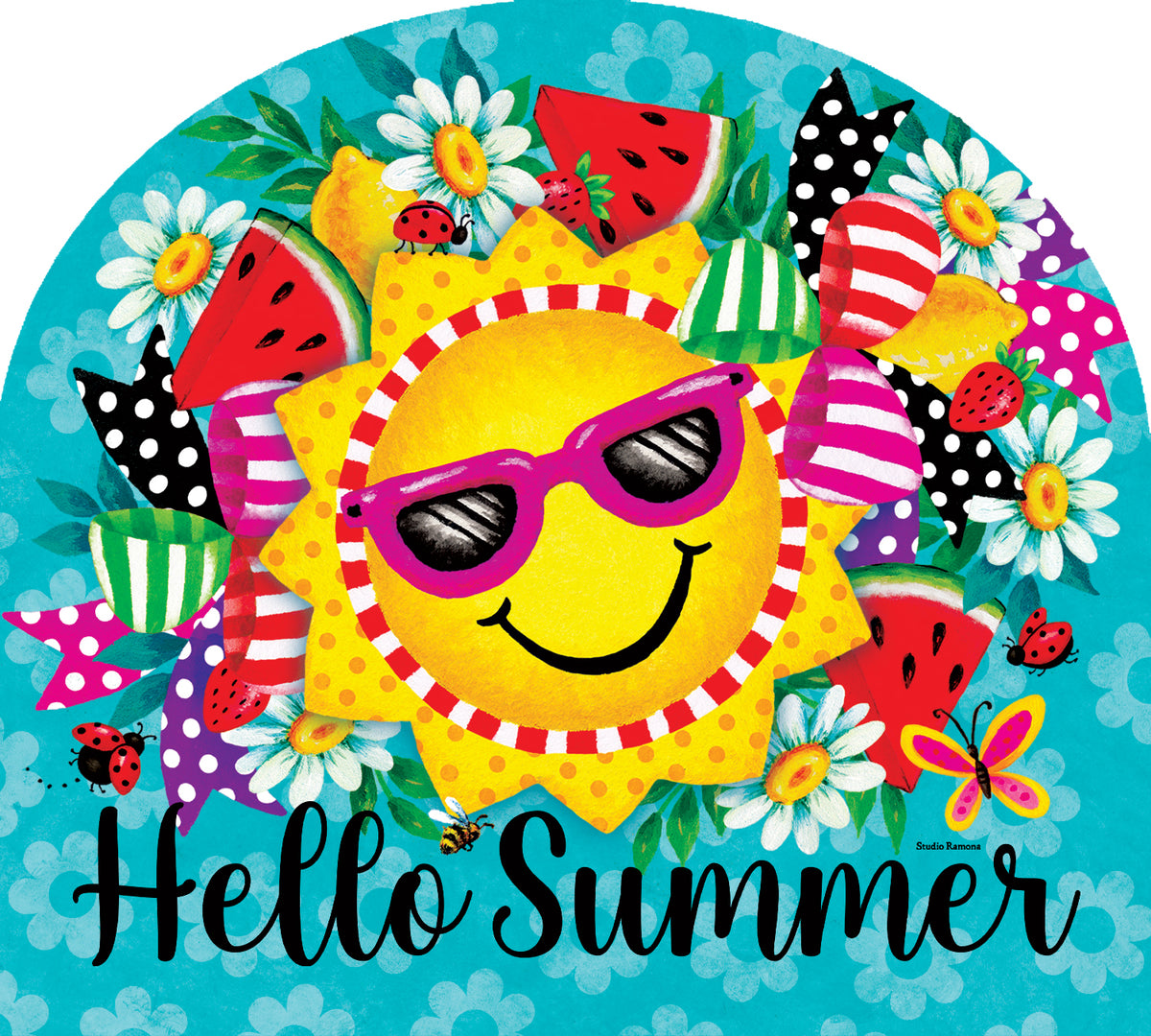 Hello Summer Arbor Mate, a 9.25x7.5 colorful PVC panel designed for garden and outdoor display, installed in holder #8547.