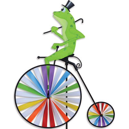 High Wheel Bike Spinner - Frog with whimsical design, perfect for adding playful charm to your outdoor decor.