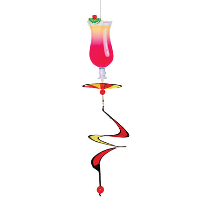 Alt Text = "Mini Cocktail 5 O'Clock Drink Spinner featuring a colorful cocktail glass design with a curlie tail, spinning in a garden setting.
