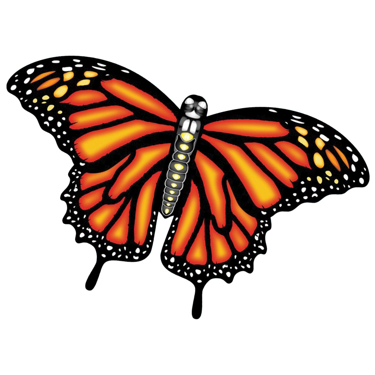 Alt text: "Monarch Butterfly Supersize Ultra Kite flying in the sky with a purple butterfly design, showcasing its vibrant colors and large size during flight.