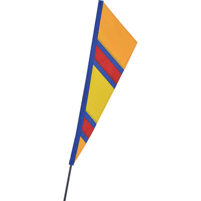 Alt Text: "SoundWinds Fanion Recumbent Bike Flag in yellow, measuring 9x33 inches, securely attached to a pole for optimal visibility while cycling.