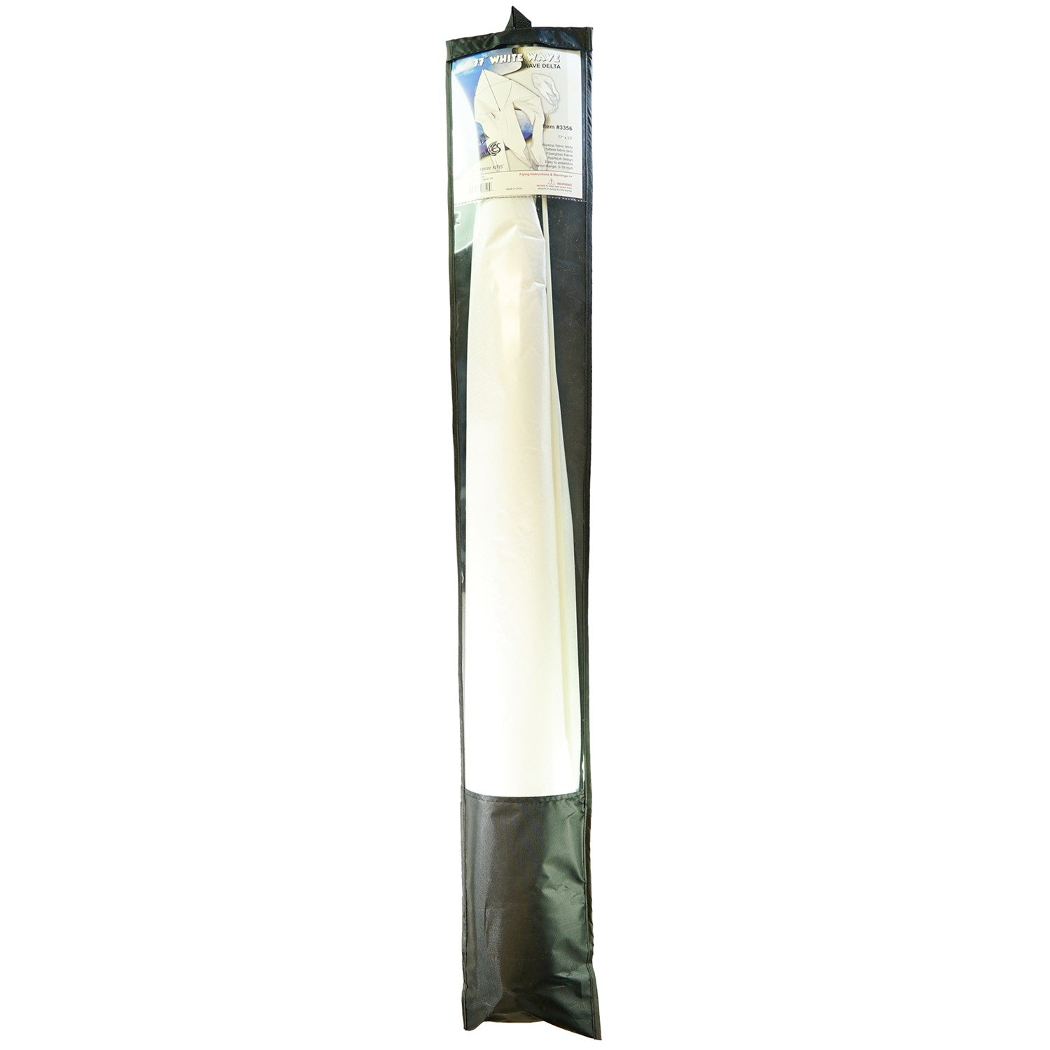 Alt Text: "White 77" Wave Delta Kite soaring in the sky with flowing tails, designed for family fun and outdoor adventures.