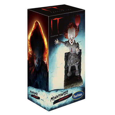 IT: Pennywise Bobblehead made from heavyweight hand-painted polyresin, depicting a menacing Pennywise from IT CHAPTER TWO in a detailed design.