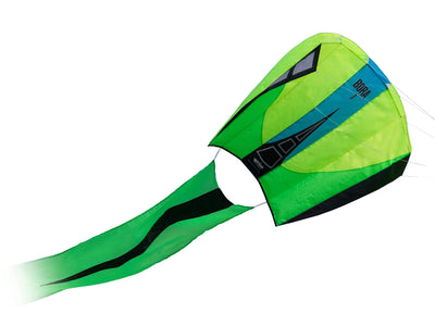 Compact parafoil kite with a flowing 16-foot tail, frameless construction, and ready-to-fly design for portable outdoor adventures.