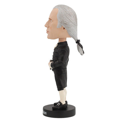 James Madison bobblehead showcasing intricate detailing, featuring the likeness of America's 4th President in a colorful display.