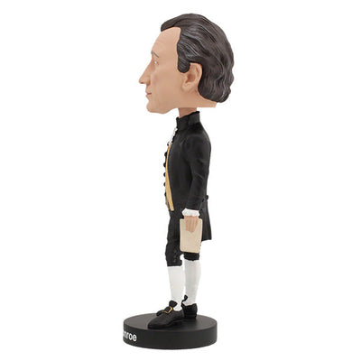 James Monroe bobblehead showcasing detailed features, crafted from heavyweight polyresin, and symbolizing the 5th President of the United States in vibrant colors.