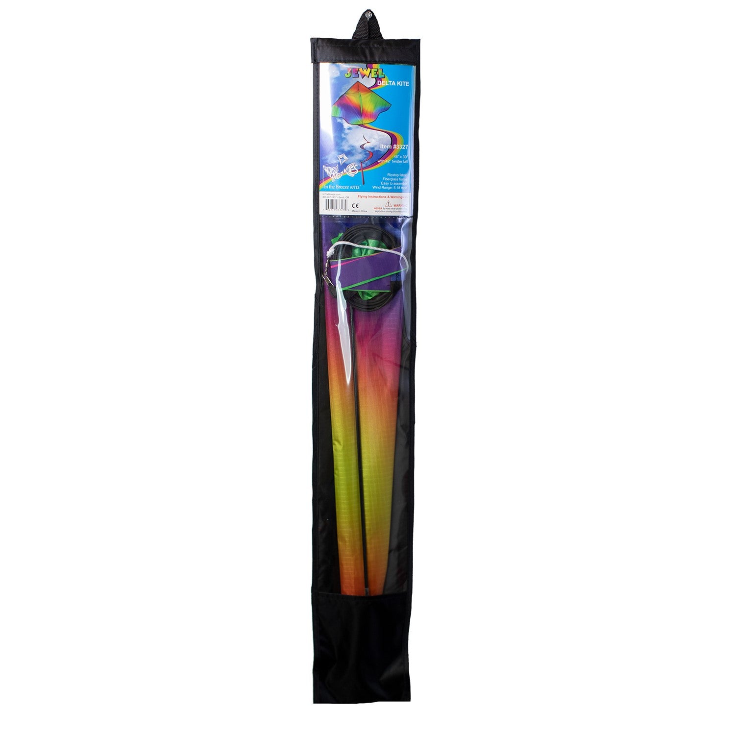 Jewel Delta with Spinning Tail kite featuring vibrant tie dye design in the sky during a sunny day, showcasing a fun outdoor activity.