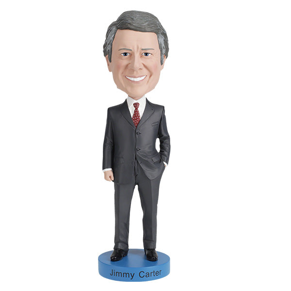 Jimmy Carter V2 Bobblehead, 8-inch collectible figure featuring detailed likeness of the 39th President, showcased on a display shelf.