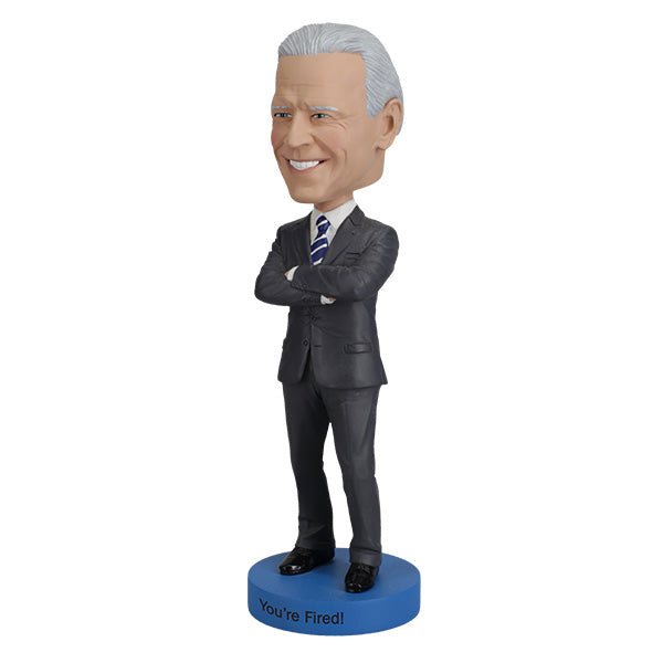 Joe Biden 'You're Fired' bobblehead figurine, hand-painted and featuring the iconic phrase on a base, ideal for political satire displays.