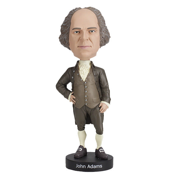 John Adams bobblehead standing 8 inches tall, intricately designed with detailed features, making it a unique collectible honoring the 2nd U.S. President.