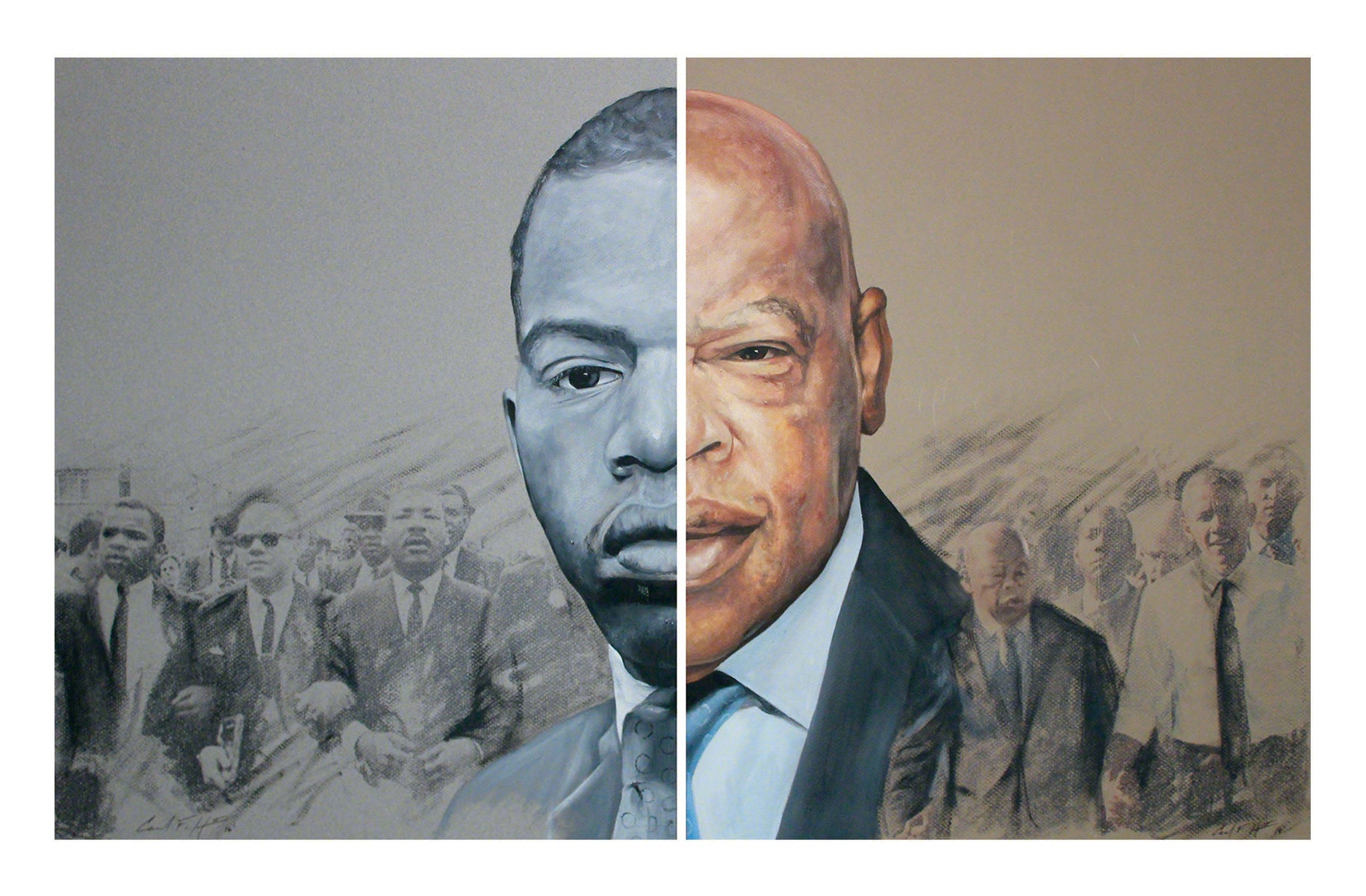 John Lewis Bobblehead with printed portrait card featuring an autograph, standing over 8 inches tall, capturing the likeness of the civil rights leader.