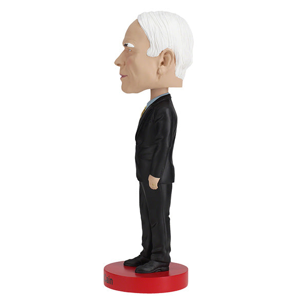 John McCain bobblehead stands over 8 inches tall, intricately hand-painted with detailed features, representing the well-known U.S. senator and military officer.