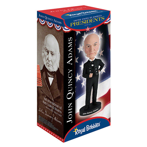 John Quincy Adams Bobblehead depicting the 6th President of the United States with lifelike details, set against a neutral background for display.