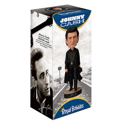 Johnny Cash Bobblehead featuring the iconic Man in Black in detailed finish, measuring 8 inches, perfect for collectors and fans of country music.