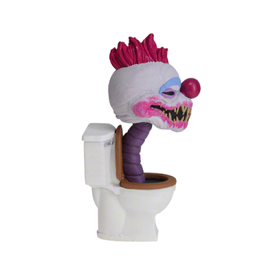 Killer Klowns Baby Killer Klown in Toilet Bobblehead displaying vibrant colors and intricate details, featuring the klown grinning menacingly from a toilet.