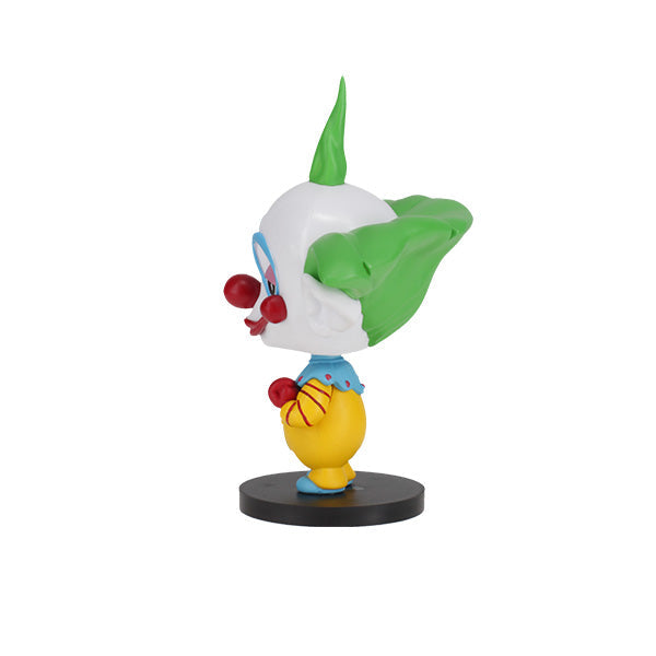 Killer Klowns - Shorty Go! Bobbles, a 3-inch tall horror-inspired bobblehead made from durable PVC, displayed on a shelf with other collectibles.