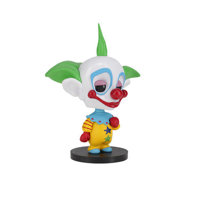 Killer Klowns - Shorty Go! Bobbles, a 3-inch tall horror-inspired bobblehead made from durable PVC, displayed on a shelf with other collectibles.