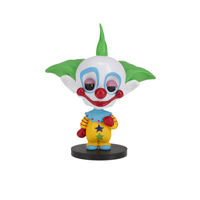 Killer Klowns - Shorty Go! Bobbles, a 3-inch tall horror-inspired bobblehead made from durable PVC, displayed on a shelf with other collectibles.