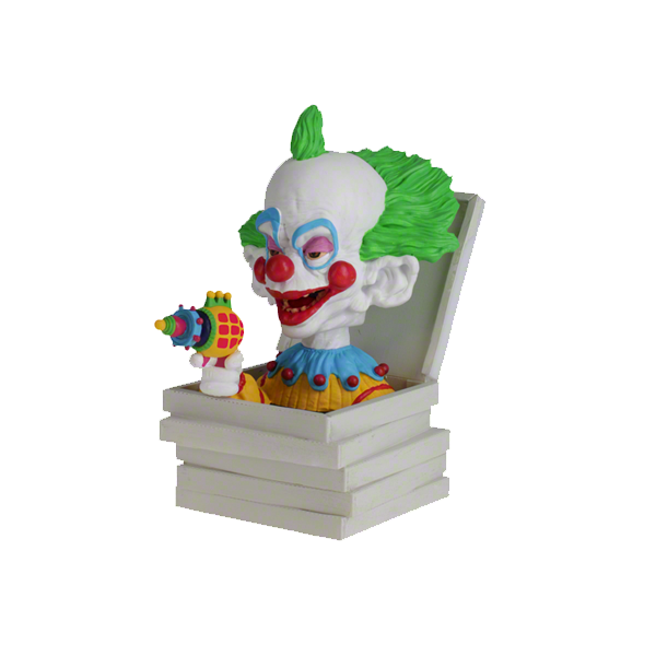 Killer Klowns - Shorty in Pizza Box Bobblehead showcased in a colorful pizza box with vibrant detailing and an expressive grin.