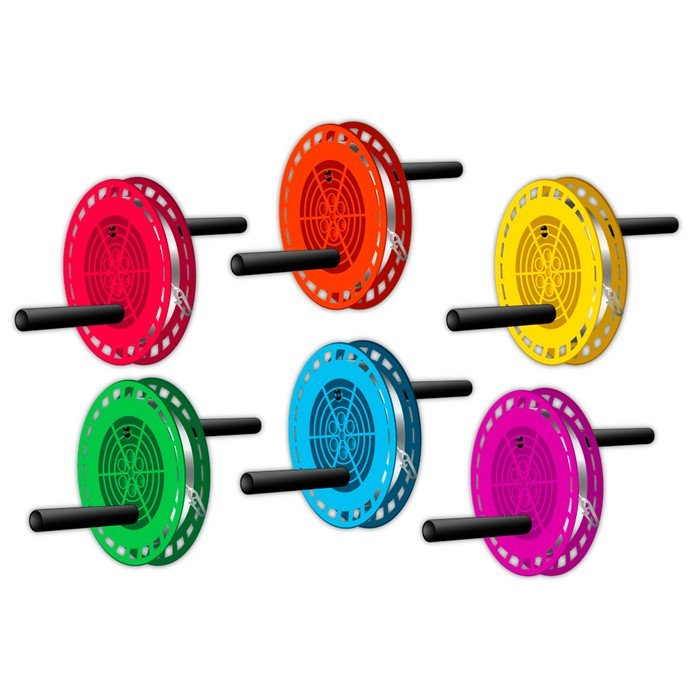 The Kite Reeler Winder features a sturdy plastic design with a vibrant nylon kite line, perfect for soaring kites and a hassle-free experience outdoors.