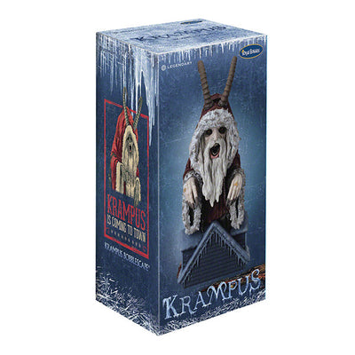 Krampus Bobblehead featuring intricate details and vibrant colors, stands 8 inches tall, embodying holiday spirit with a horror twist.
