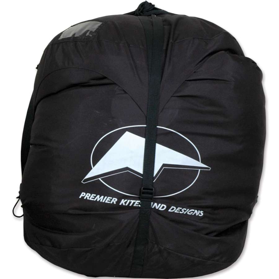 Large Compression Bag featuring zipper and Velcro webbing for attaching bridles, designed for storing Premier kites and accessories.