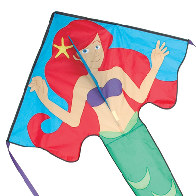 Large Easy Flyer Kite - Arianna Mermaid with magical design, perfect for stable flying in winds from 5 to 18 mph.