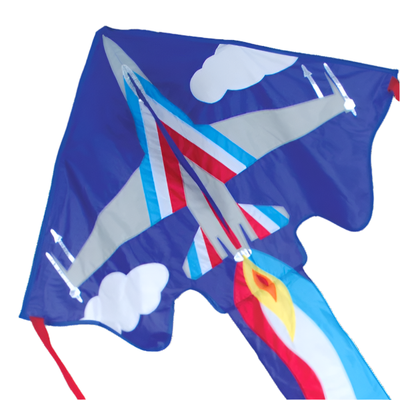 Large Easy Flyer Kite - F16 with dynamic design, perfect for stable flying in winds from 5 to 18 mph.