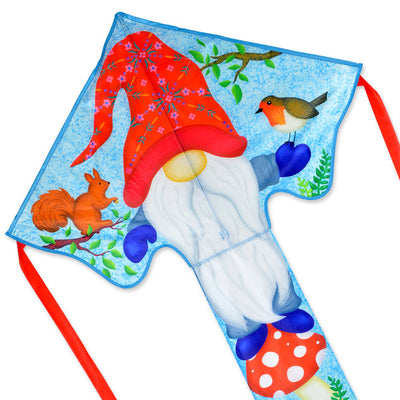 Large Easy Flyer Kite - Gnomes with playful design, perfect for stable flying in winds from 5 to 18 mph.