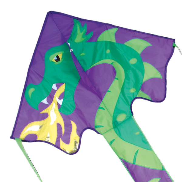 Large Easy Flyer Kite - Skylar Dragon with dynamic design, perfect for stable flying in winds from 5 to 18 mph.