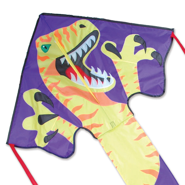 Large Easy Flyer Kite - Velociraptor with vibrant design, perfect for stable flying in winds from 5 to 18 mph.
