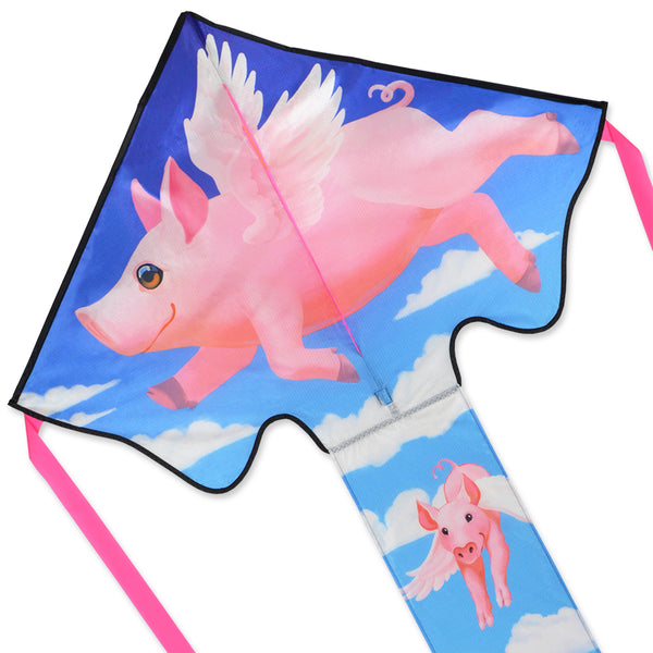 Large Easy Flyer Kite - When Pigs Fly with whimsical design, perfect for stable flying in winds from 5 to 18 mph.
