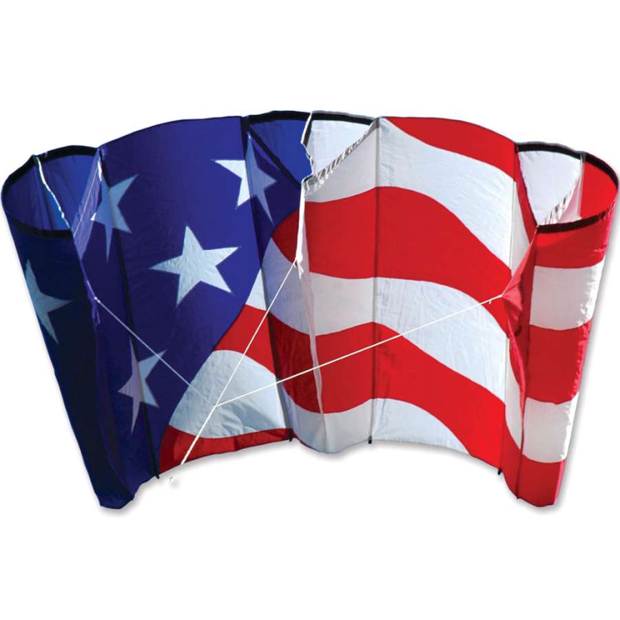 Large Power Sled 24 Kite in vibrant colors soaring in the sky, measuring 95 x 44.5 inches, perfect for outdoor fun and patriotic displays.