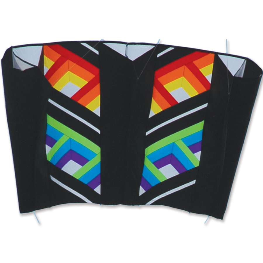 Large Power Sled 24 Kite measuring 95 x 44.5 inches, showcasing vibrant colors and soaring in a sunny outdoor setting with minimal wind.