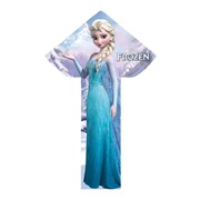 Licensed Elsa - Frozen Easy Flyer kite featuring vibrant graphics of Elsa, assembled and ready to fly against a clear blue sky outdoors.