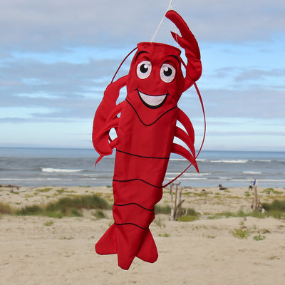 Lobster 3D Windsock made of weather-resistant fabric displaying a vibrant red lobster design, perfect for coastal outdoor decor.