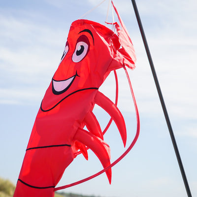 Lobster 3D Windsock made of weather-resistant fabric displaying a vibrant red lobster design, perfect for coastal outdoor decor.