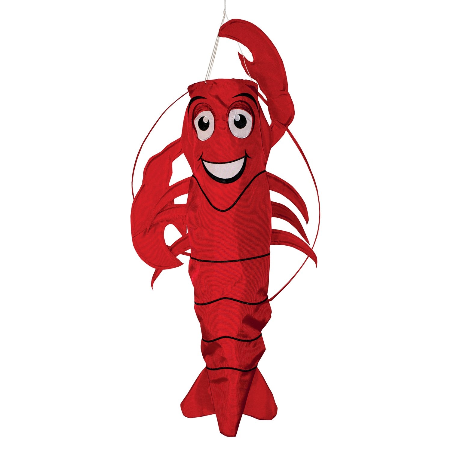 Lobster 3D Windsock made of weather-resistant fabric displaying a vibrant red lobster design, perfect for coastal outdoor decor.