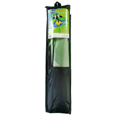 Manu Green 72" Delta Kite in colorful design with 12-foot streamer tail flying high against a clear blue sky during outdoor play.